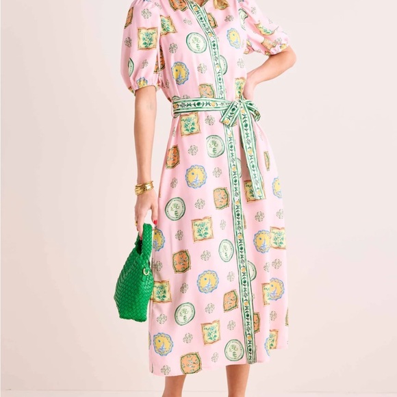 Pink and Green Patterned Dress - Picture 3 of 5